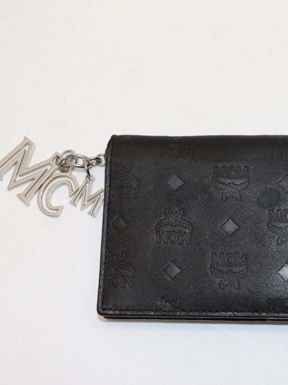 MCM Aren Embossed Monogram Wallet - Black